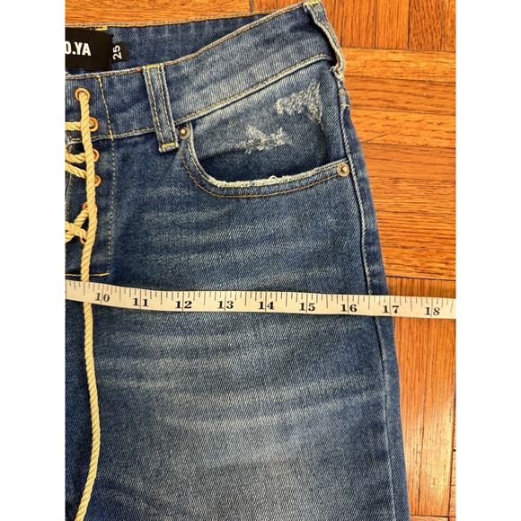 SER.O.YA Luca Lace Up Distressed Skinny Ankle Jeans in Cyprus Size 25 - Picture 9 of 16